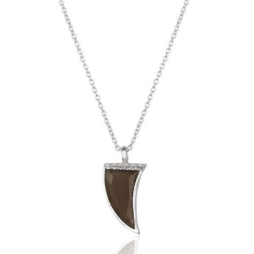 Cadena de plata y colgante con cuarzo y zirconia