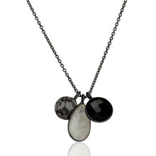 Cadena de plata esterlina con dijes de ónix y piedra de luna