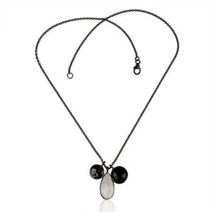 Cadena de plata esterlina con dijes de ónix y piedra de luna