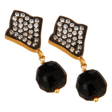 Caravanas de plata con ónix negro y zirconia blanca