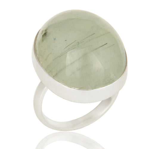 Anillo de plata esterlina 925 con prehnite