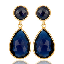Caravanas de plata con corundum azul