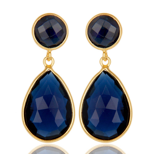 Caravanas de plata con corundum azul