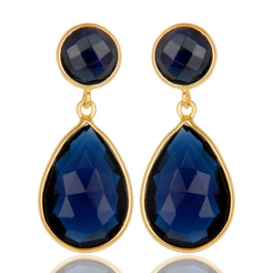 Caravanas de plata con corundum azul