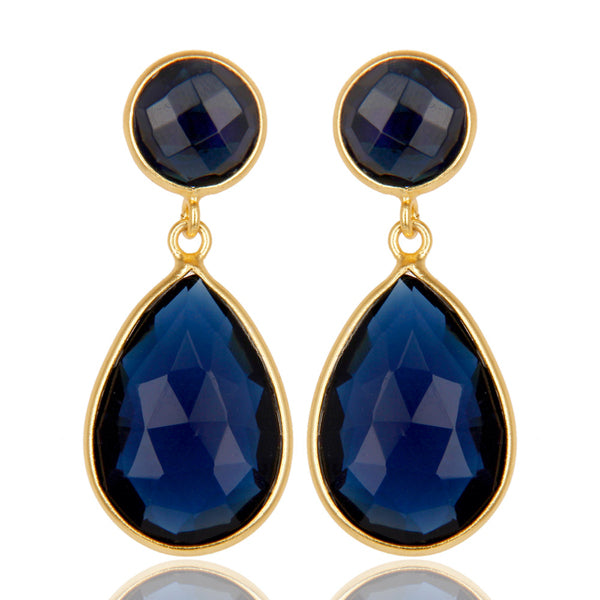 Caravanas de plata con corundum azul