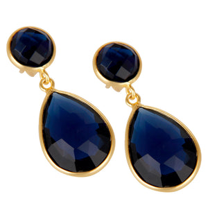 Caravanas de plata con corundum azul