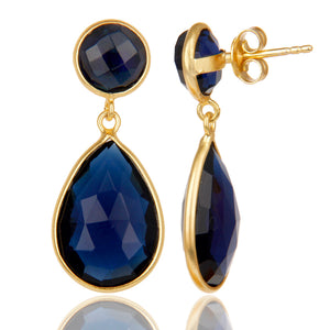 Caravanas de plata con corundum azul
