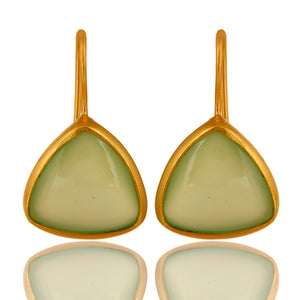 Caravanas colgantes de plata con calcedonia verde