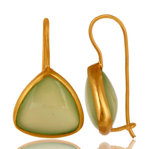 Caravanas colgantes de plata con calcedonia verde