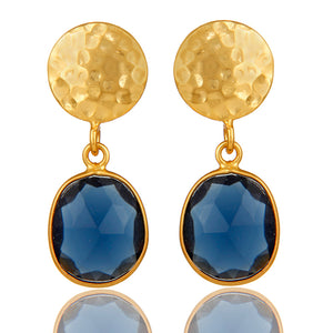 Caravanas de plata con corundum azul