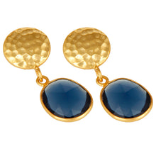 Caravanas de plata con corundum azul
