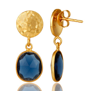 Caravanas de plata con corundum azul