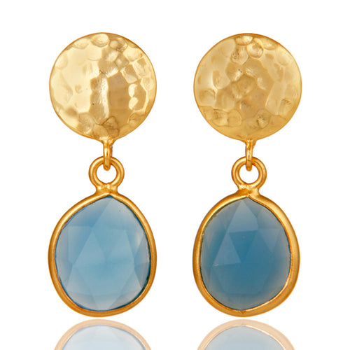 Caravanas de plata con calcedonia azul