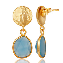 Caravanas de plata con calcedonia azul