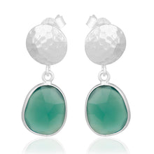 Caravanas de plata con ónix verde
