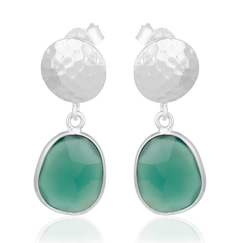 Caravanas de plata con ónix verde