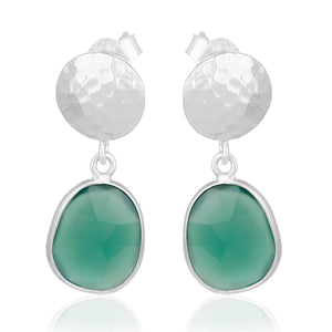 Caravanas de plata con ónix verde