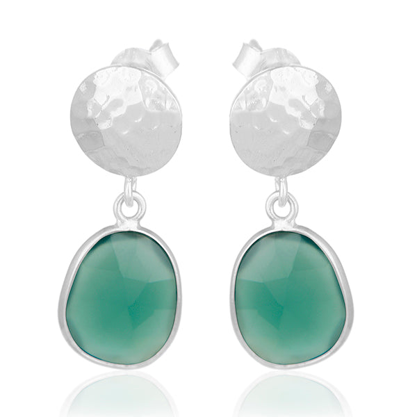 Caravanas de plata con ónix verde