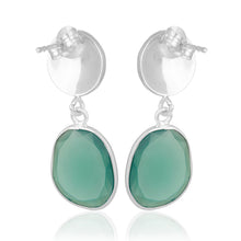 Caravanas de plata con ónix verde