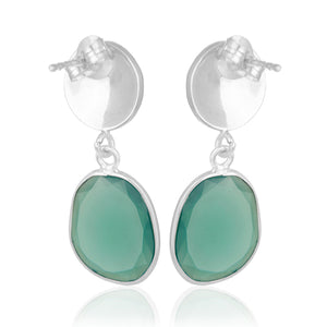 Caravanas de plata con ónix verde