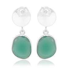 Caravanas de plata con ónix verde