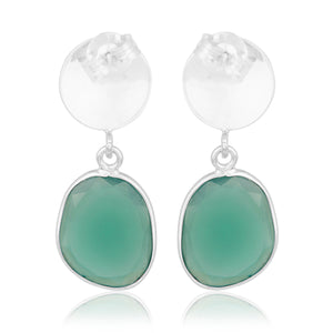 Caravanas de plata con ónix verde