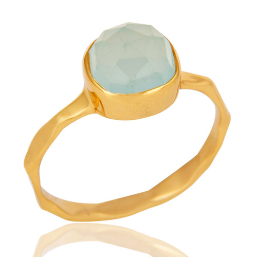 Anillo de plata con aqua calcedonia
