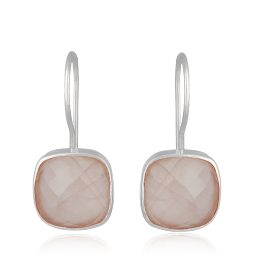 Caravanas de plata con cuarzo rosa