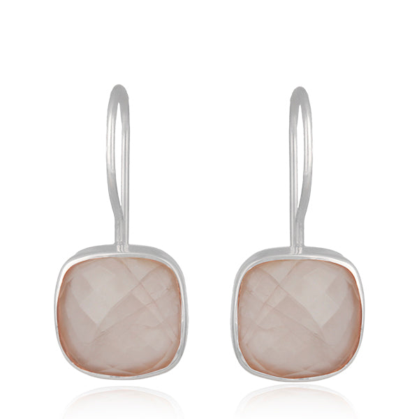 Caravanas de plata con cuarzo rosa
