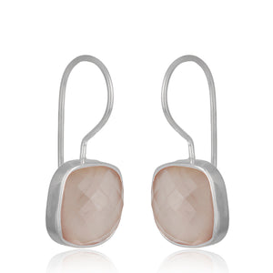 Caravanas de plata con cuarzo rosa