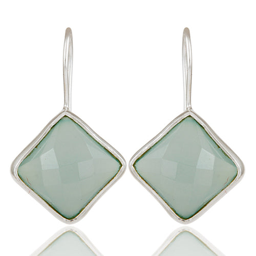 Caravanas de plata con aqua calcedonia