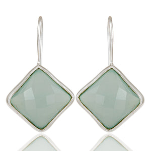 Caravanas de plata con aqua calcedonia