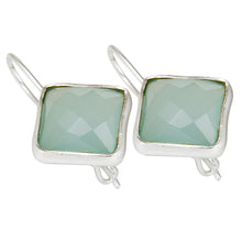 Caravanas de plata con aqua calcedonia