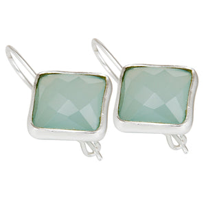 Caravanas de plata con aqua calcedonia