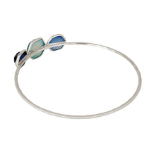 Pulsera de latón bañada en plata con zafiro y turquesa