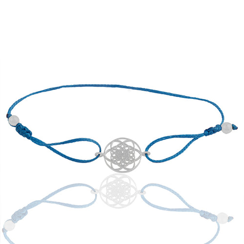 Pulsera de cuerda con dije de plata