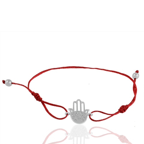 Pulsera de cuerda con dije de plata