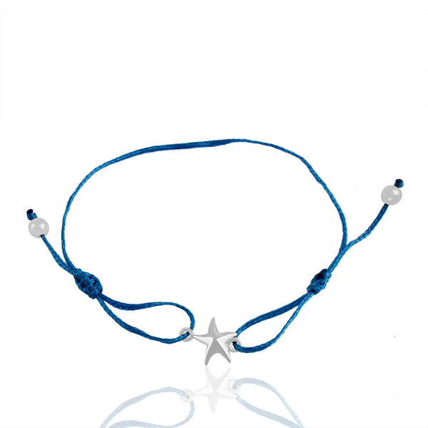 Pulsera de cuerda con dije de plata