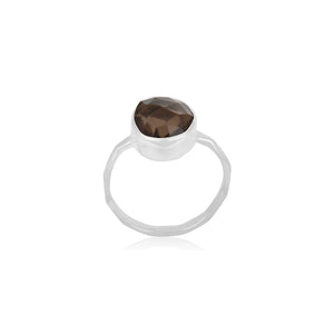 Anillo de plata con cuarzo ahumado