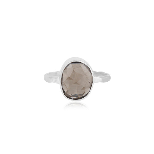 Anillo de plata con cuarzo ahumado