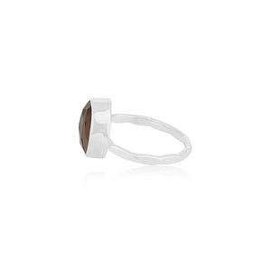 Anillo de plata con cuarzo ahumado