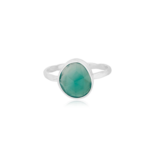 Anillo de plata con ónix verde