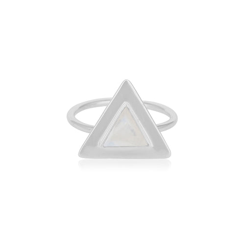 Anillo de plata con piedra de la luna arcoíris