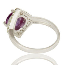 Anillo de plata con amatista y peridoto